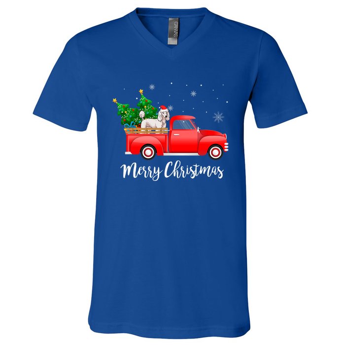 Poodle Red Truck Christmas Tree Xmas Dog Lover Funny Gift V-Neck T-Shirt