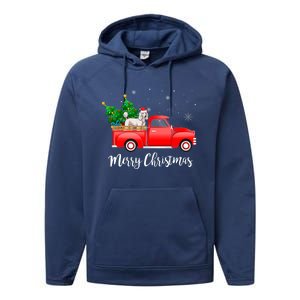 Poodle Red Truck Christmas Tree Xmas Dog Lover Funny Gift Performance Fleece Hoodie