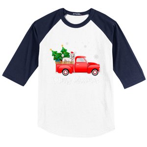 Poodle Red Truck Christmas Tree Xmas Dog Lover Funny Gift Baseball Sleeve Shirt