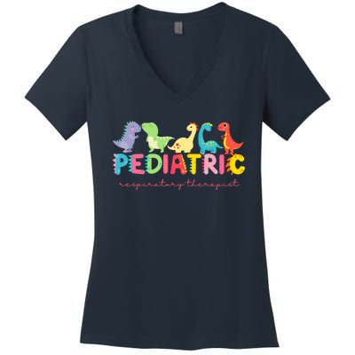 Pediatric Respiratory Therapist Dinosaur Nurse Appreciation Women's V-Neck T-Shirt