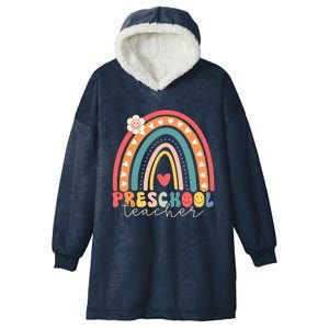 Preschool Rainbow Teacher Team Preschool Squad Gift Hooded Wearable Blanket