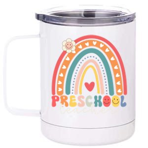 Preschool Rainbow Teacher Team Preschool Squad Gift 12 oz Stainless Steel Tumbler Cup