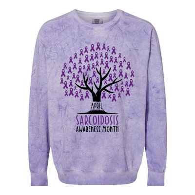 Purple Ribbon Tree April Sarcoidosis Awareness Month Gift Colorblast Crewneck Sweatshirt