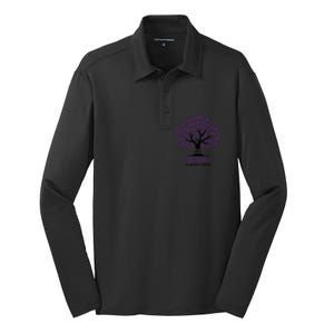 Purple Ribbon Tree April Sarcoidosis Awareness Month Gift Silk Touch Performance Long Sleeve Polo