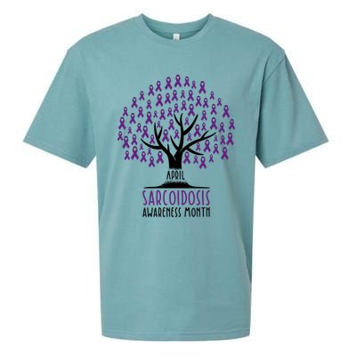 Purple Ribbon Tree April Sarcoidosis Awareness Month Gift Sueded Cloud Jersey T-Shirt