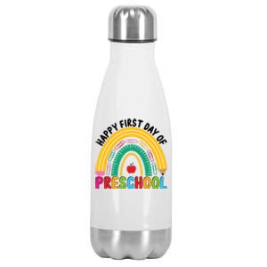 Preschool Rainbow Teacher Happy First Day Of Preschool Great Gift Stainless Steel Insulated Water Bottle