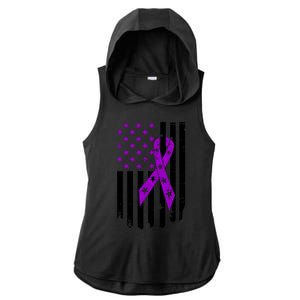 Purple Ribbon US Flag Epileptic Epilepsy Awareness Month Ladies PosiCharge Tri-Blend Wicking Draft Hoodie Tank