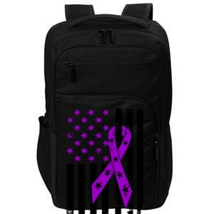 Purple Ribbon US Flag Epileptic Epilepsy Awareness Month Impact Tech Backpack