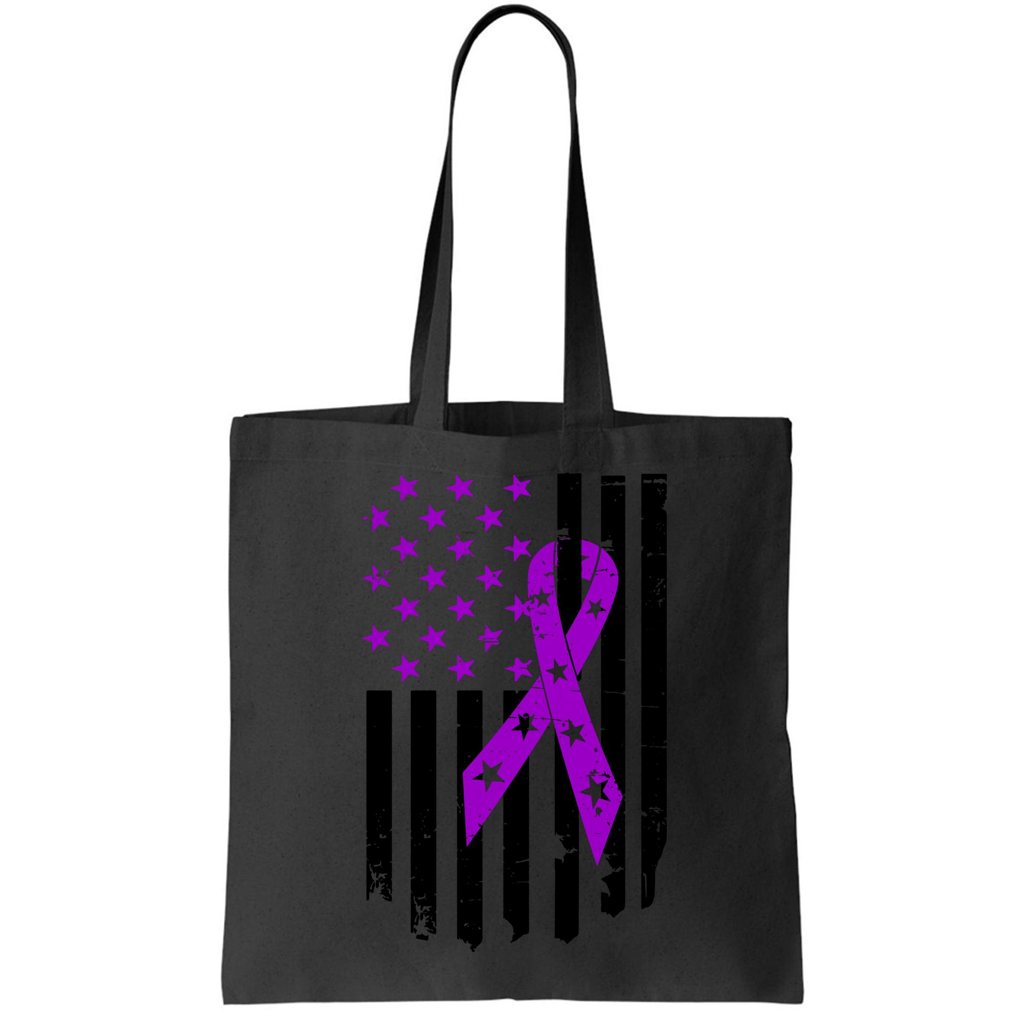 Purple Ribbon US Flag Epileptic Epilepsy Awareness Month Bag
