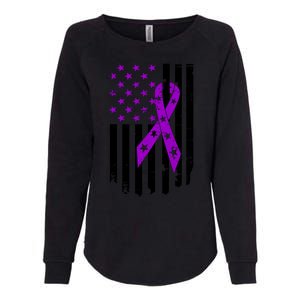 Purple Ribbon US Flag Epileptic Epilepsy Awareness Month Womens California Wash Sweatshirt