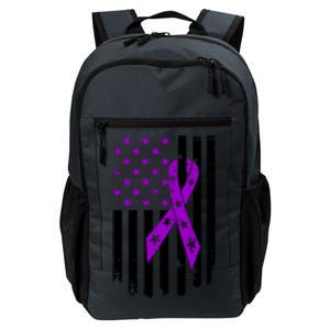 Purple Ribbon US Flag Epileptic Epilepsy Awareness Month Daily Commute Backpack