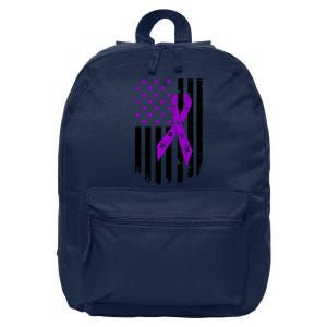 Purple Ribbon US Flag Epileptic Epilepsy Awareness Month 16 in Basic Backpack