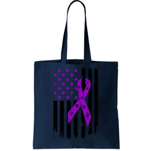 Purple Ribbon US Flag Epileptic Epilepsy Awareness Month Tote Bag