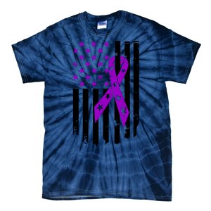 Purple Ribbon US Flag Epileptic Epilepsy Awareness Month Tie-Dye T-Shirt