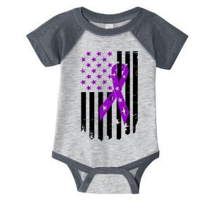 Purple Ribbon US Flag Epileptic Epilepsy Awareness Month Infant Baby Jersey Bodysuit