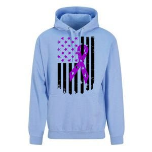 Purple Ribbon US Flag Epileptic Epilepsy Awareness Month Unisex Surf Hoodie