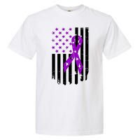 Purple Ribbon US Flag Epileptic Epilepsy Awareness Month Garment-Dyed Heavyweight T-Shirt