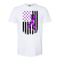 Purple Ribbon US Flag Epileptic Epilepsy Awareness Month Softstyle CVC T-Shirt