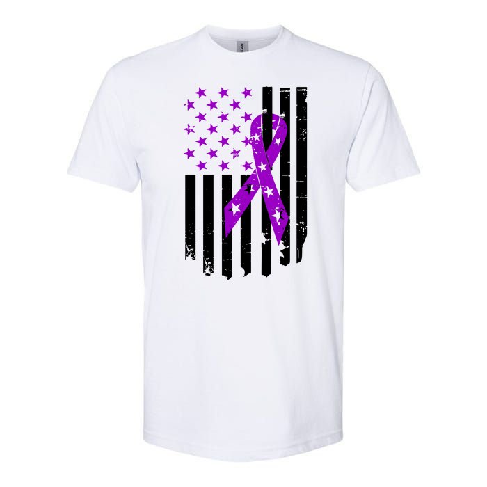 Purple Ribbon US Flag Epileptic Epilepsy Awareness Month Softstyle CVC T-Shirt