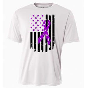 Purple Ribbon US Flag Epileptic Epilepsy Awareness Month Cooling Performance Crew T-Shirt