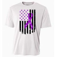 Purple Ribbon US Flag Epileptic Epilepsy Awareness Month Cooling Performance Crew T-Shirt