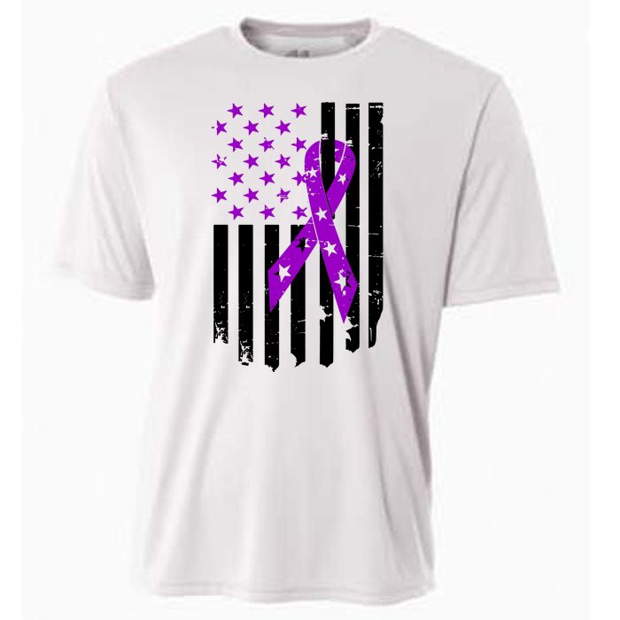 Purple Ribbon US Flag Epileptic Epilepsy Awareness Month Cooling Performance Crew T-Shirt