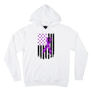 Purple Ribbon US Flag Epileptic Epilepsy Awareness Month Hoodie