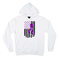 Purple Ribbon US Flag Epileptic Epilepsy Awareness Month Hoodie