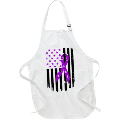Purple Ribbon US Flag Epileptic Epilepsy Awareness Month Apron