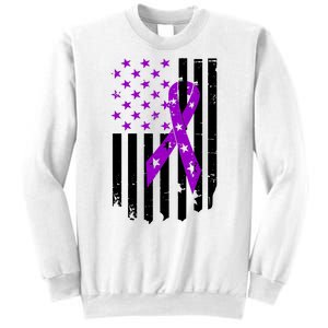 Purple Ribbon US Flag Epileptic Epilepsy Awareness Month Sweatshirt