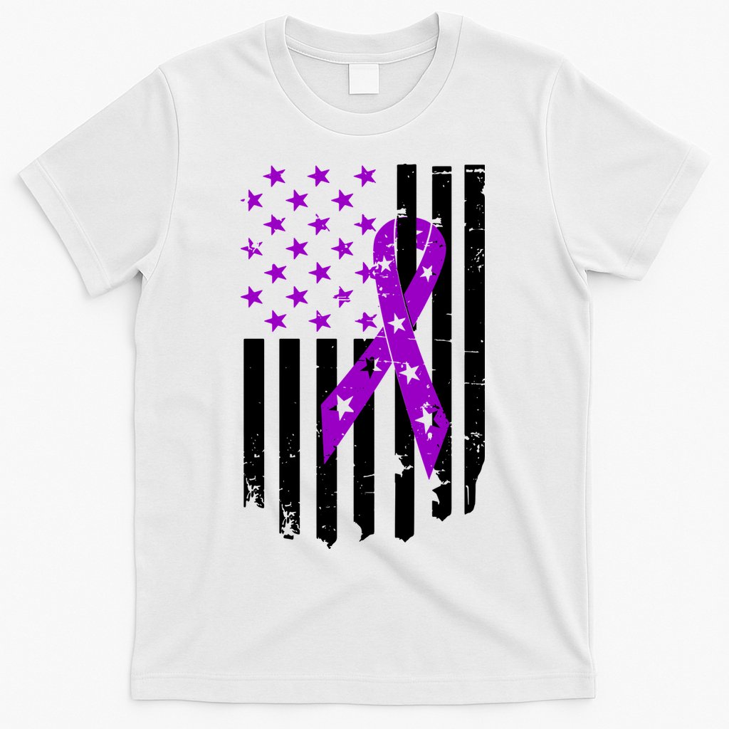 Purple Ribbon US Flag Epileptic Epilepsy Awareness Month T-Shirt