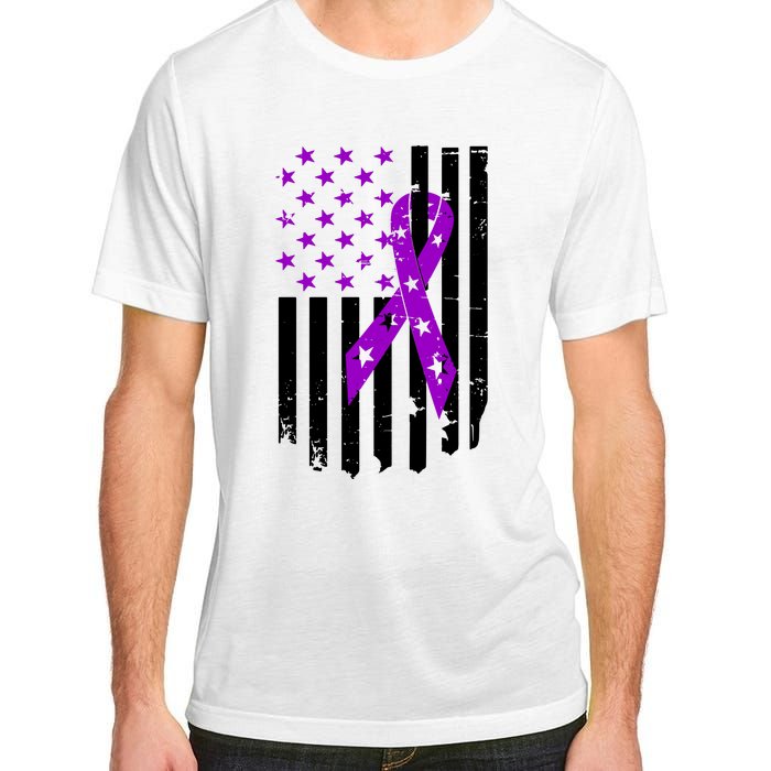 Purple Ribbon US Flag Epileptic Epilepsy Awareness Month Adult ChromaSoft Performance T-Shirt