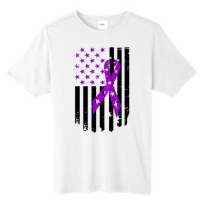 Purple Ribbon US Flag Epileptic Epilepsy Awareness Month Tall Fusion ChromaSoft Performance T-Shirt