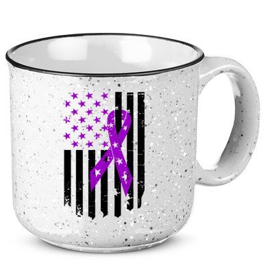 Purple Ribbon US Flag Epileptic Epilepsy Awareness Month 15oz Campfire Ceramic Mug