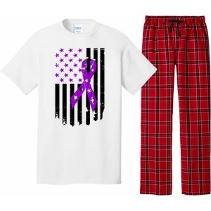 Purple Ribbon US Flag Epileptic Epilepsy Awareness Month Pajama Set