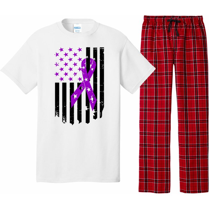 Purple Ribbon US Flag Epileptic Epilepsy Awareness Month Pajama Set