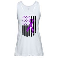 Purple Ribbon US Flag Epileptic Epilepsy Awareness Month Ladies Essential Flowy Tank