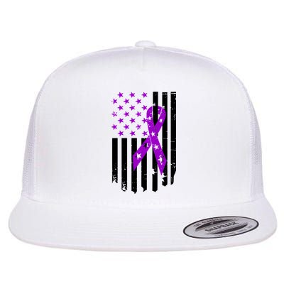 Purple Ribbon US Flag Epileptic Epilepsy Awareness Month Flatbill Hat