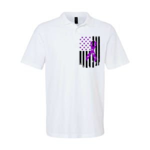 Purple Ribbon US Flag Epileptic Epilepsy Awareness Month Softstyle Adult Sport Polo