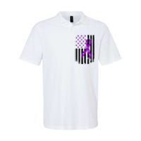 Purple Ribbon US Flag Epileptic Epilepsy Awareness Month Softstyle Adult Sport Polo