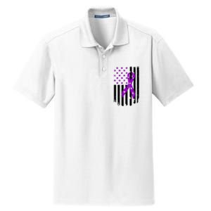 Purple Ribbon US Flag Epileptic Epilepsy Awareness Month Dry Zone Grid Polo