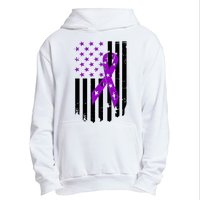 Purple Ribbon US Flag Epileptic Epilepsy Awareness Month Urban Pullover Hoodie