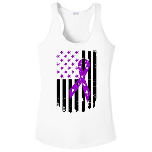 Purple Ribbon US Flag Epileptic Epilepsy Awareness Month Ladies PosiCharge Competitor Racerback Tank