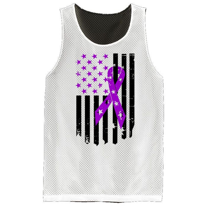 Purple Ribbon US Flag Epileptic Epilepsy Awareness Month Mesh Reversible Basketball Jersey Tank