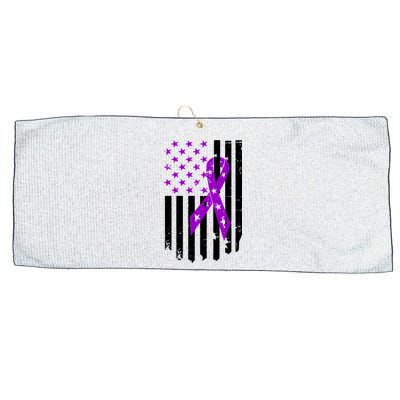 Purple Ribbon US Flag Epileptic Epilepsy Awareness Month Large Microfiber Waffle Golf Towel