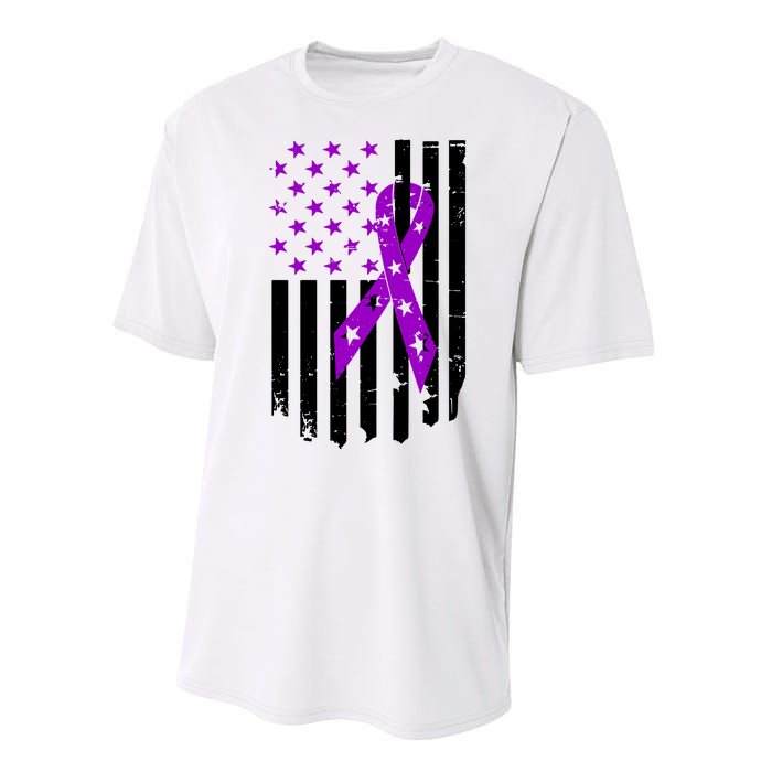 Purple Ribbon US Flag Epileptic Epilepsy Awareness Month Performance Sprint T-Shirt