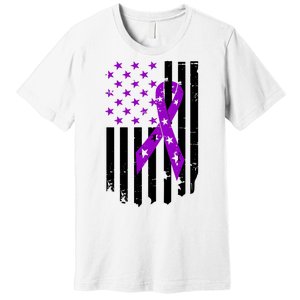 Purple Ribbon US Flag Epileptic Epilepsy Awareness Month Premium T-Shirt