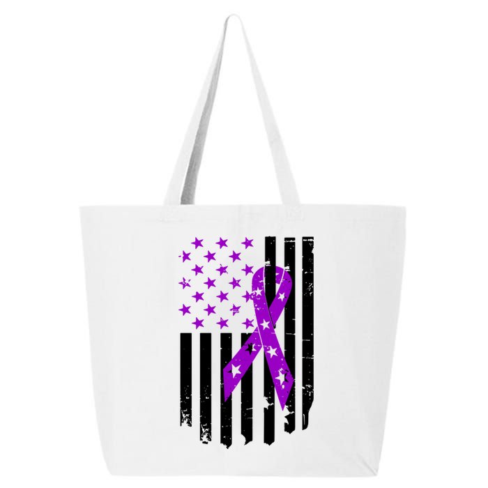 Purple Ribbon US Flag Epileptic Epilepsy Awareness Month 25L Jumbo Tote