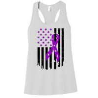 Purple Ribbon US Flag Epileptic Epilepsy Awareness Month Women's Racerback Tank