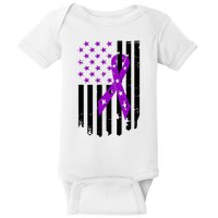 Purple Ribbon US Flag Epileptic Epilepsy Awareness Month Baby Bodysuit